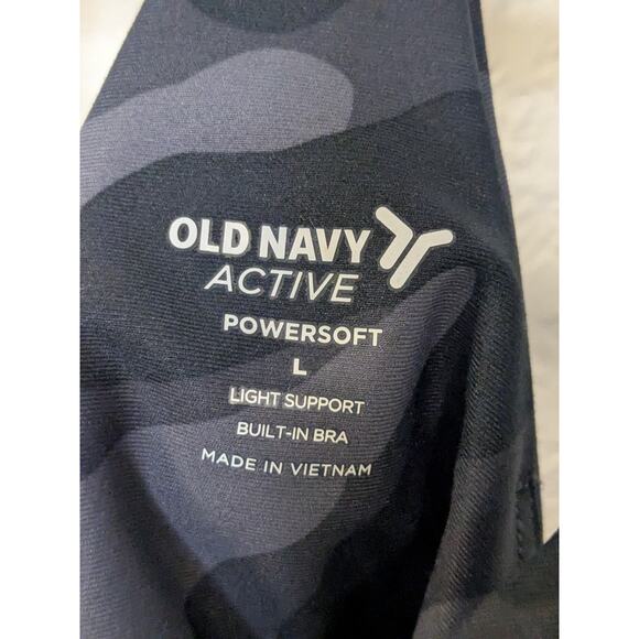 OLD NAVY Active Powersoft Light Support Built-In Bra Black Camo Women Size Large - Picture 3 of 7